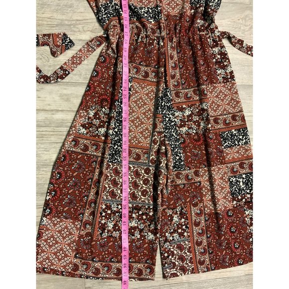 WRAPPER Womens Boho cropped Wide Leg Jumpsuit Medium - Picture 11 of 11